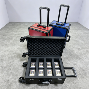 Boîte de rangement pour cartes gradées en aluminium avec 4 rangées de mousse antichoc, boîte de protection à roulettes pour collection de cartes PSA - Product Image 6