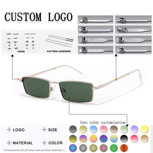 Lunettes de soleil unisexes avec monture en métal rectangulaire, verres miroir bleu clair, design léger pour adultes, protection solaire - Product Image 2