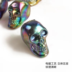 Electroplated <b>Skulls</b> Halloween <b>Decorations</b> Plastic Durable Indoor Venue Setup Props Multi Color Design - Product Image 3