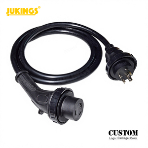 Cordon d'alimentation RV de 1,8 m (6 pieds) avec fiche femelle L5-30P/NEMA et fiche mâle L5-30R/NEMA, coudé à 90 degrés, noir, 0,5 m, 125 V, 30 A, avec prise de terre, rallonge en PVC/Cuivre - Product Image 1