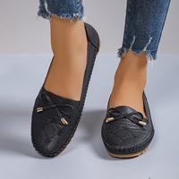Mocassins plats personnalisés grande taille pour femmes, en cuir PU, légers et à enfiler, chaussures décontractées tendance avec nœud