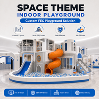 Toboggan d'intérieur bleu et blanc en forme de château avec plancher d'activités interactif pour centres de divertissement familial