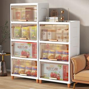 Gabinete de almacenamiento multicapa transparente, armario de plástico PP con tapa para sala de estar, dormitorio, capacidad de carga de 10kg, alimentos para microondas - Product Image 1