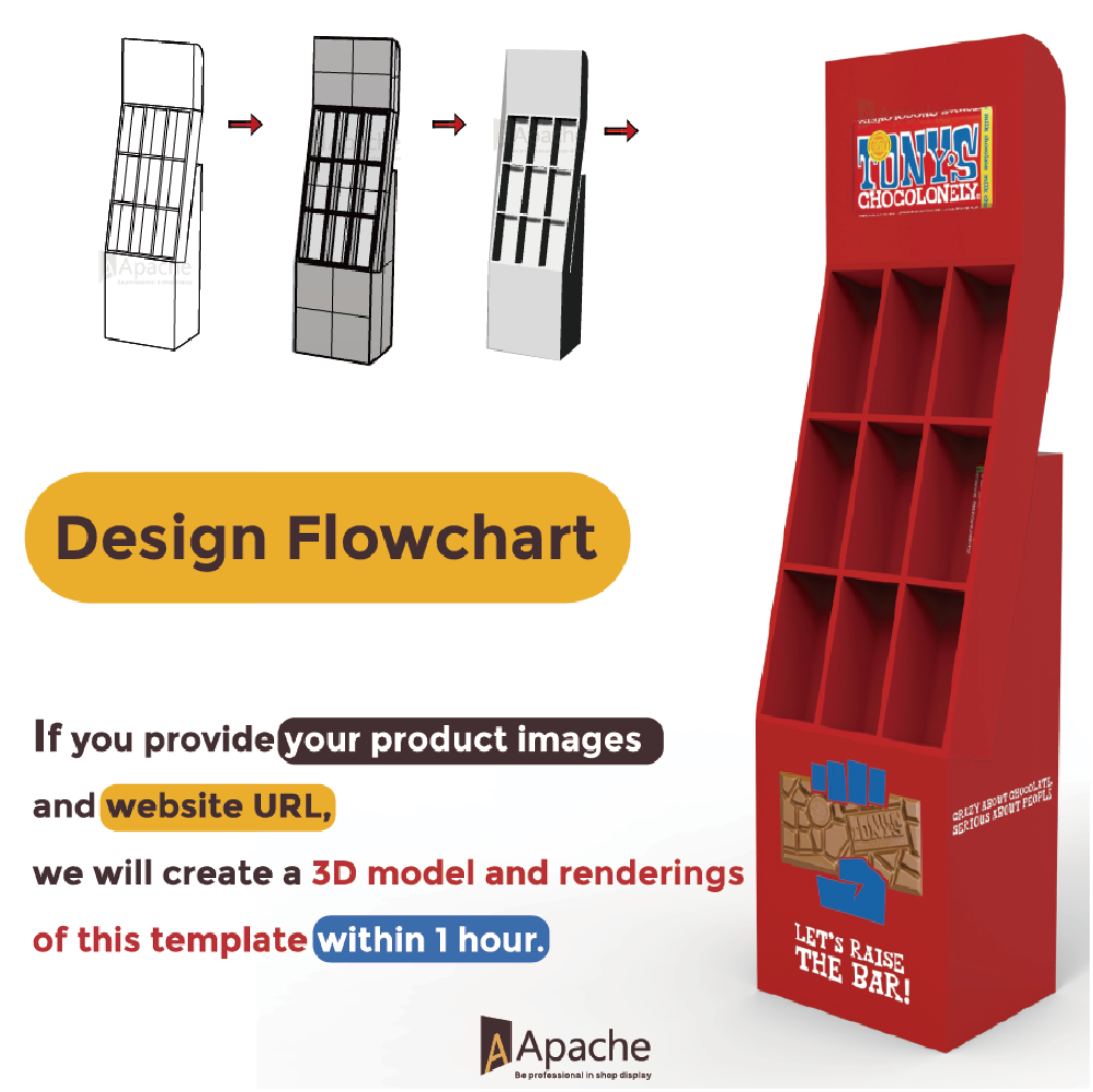 Apache Customizable Pegboard FSDU Display Stand Cardboard Display Rack for Retail Store & Supermarket Display Shelf — view 4