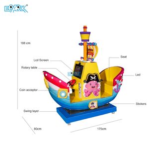 Arcade interactive en fibre de verre durable Kiddie Ride sur le thème des pirates pour les parcs d'attractions anglophones - Product Image 1