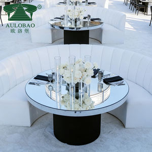 Table de mariage de luxe en acier inoxydable avec plateau en verre miroir pour événements - Product Image 5