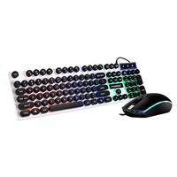 Ensemble clavier et souris filaire FVQ90 Punk éclairé avec touches rondes en cristal chocolat, interface USB, 1600 DPI, fabriqué en Chine