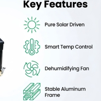 Séchoir Solaire Commercial Multifonctionnel à Contrôle Numérique de la Température, Idéal pour Légumes, Fruits, Viandes, Construction en Acier Galvanisé