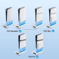 Support de charge multifonctionnel ABS avec éclairage RVB et ventilateurs de refroidissement pour console de jeu PS5/Slim/Pro, station de charge double pour manette