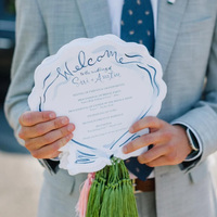 Abanicos de programa de boda personalizados al por mayor, tarjetas de ceremonia con borde festoneado y borlas para organizadores de bodas y servicios de catering para eventos