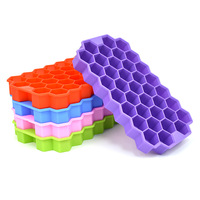 Moule à glaçons en silicone alimentaire réutilisable et écologique à 37 cavités en nid d'abeille et bac de congélation pour aliments pour bébés avec couvercle
