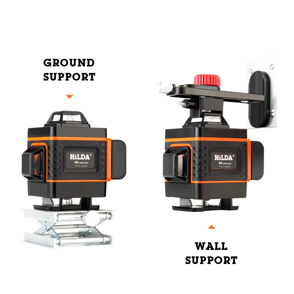 4D 16 Lines Self-Leveling Cross Line Green Beam Laser Level with 360 degree base Horizontal&Vertical laser levels