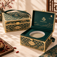 Boîte cadeau de luxe en cuir avec poignée, protège-coins métalliques, emballage rigide pour gâteaux de lune et vêtements, vente en gros OEM