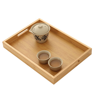 Bandeja rectangular de bambú estilo japonés para uso doméstico, almacenamiento de juegos de té, plato para postres y frutas de restaurante, bandeja de madera maciza para servir. - Product Image 1