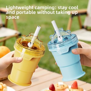 Gobelet pliable en silicone de qualité alimentaire en forme de hockey, pour glaçons faits maison, refroidissement rapide du whisky, paille portable pour <span class=keywords><strong>eau</strong></span> - Product Image 5
