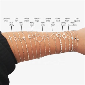 Pulseras Finas Personalizadas al por Mayor, Joyería de Plata de Ley 925, Dijes de Corazón, Conector, Cadena, Pulsera para Mujer - Product Image 1