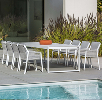 MX extérieur patio rotin salle à manger ensemble 10 chaises longue table moderne design européen avec blanc noir style hôtel adapté fait métal