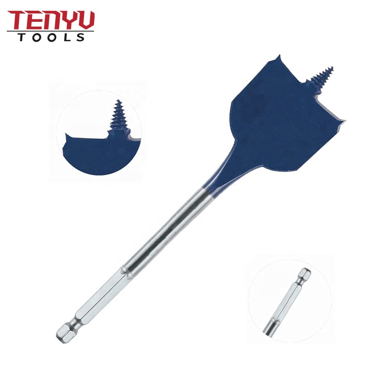 שינוי מהיר Hex Shank בורג נקודת עץ ספייד מקדח עם קווי מתאר דורבנות עבור עץ קידוח עם משטח כחול