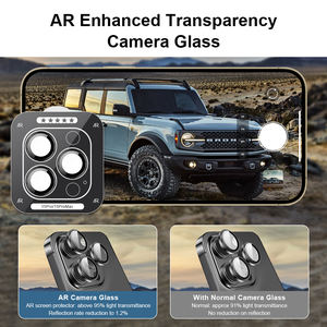 Protection d'objectif d'appareil photo transparente à couverture intégrale 9H pour <span class=keywords><strong>iPhone</strong></span> 11 à 17 Series, film en verre trempé anti-rayures AR - Product Image 2