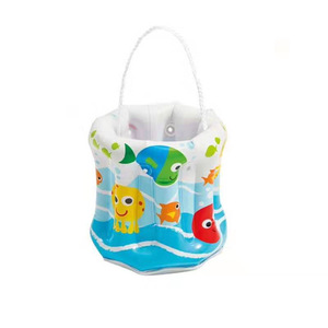 Inflatable Ice <b>Bucket</b> Portable <b>Folding</b> PVC Beach Toy For Kids With Handle And Sea Animal Print - Product Image 5