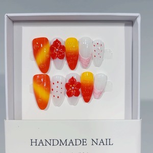 Faux ongles à presser de style européen et américain, inspirés de la France, rouges, <span class=keywords><strong>orange</strong></span> pâle, à pois, fraise, pointes d'ongles transfrontalières, ovales, Jiangsu - Product Image 2