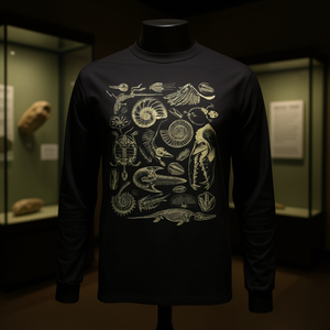 Camiseta de Manga Larga con Estampado de Dinosaurio Prehistórico, Trilobites y Amonites, Unisex para Adultos, Cuello Redondo, Impresión en Serigrafía - Product Image 3