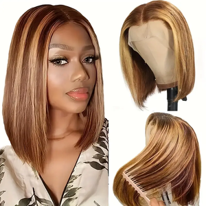 Vente en gros 100% brésilien 13x4 HD avant de lacet court Bob perruque couleur naturelle Transparent noir femmes cheveux humains frontal <span class=keywords><strong>Wiggins</strong></span> - Product Image 4