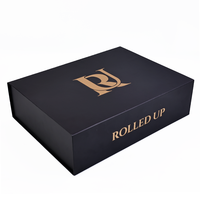 Carton pliable avec logo personnalisé, emballage de cadeau de luxe noir, boîtes en papier magnétiques avec feuille d'or pour les petites entreprises