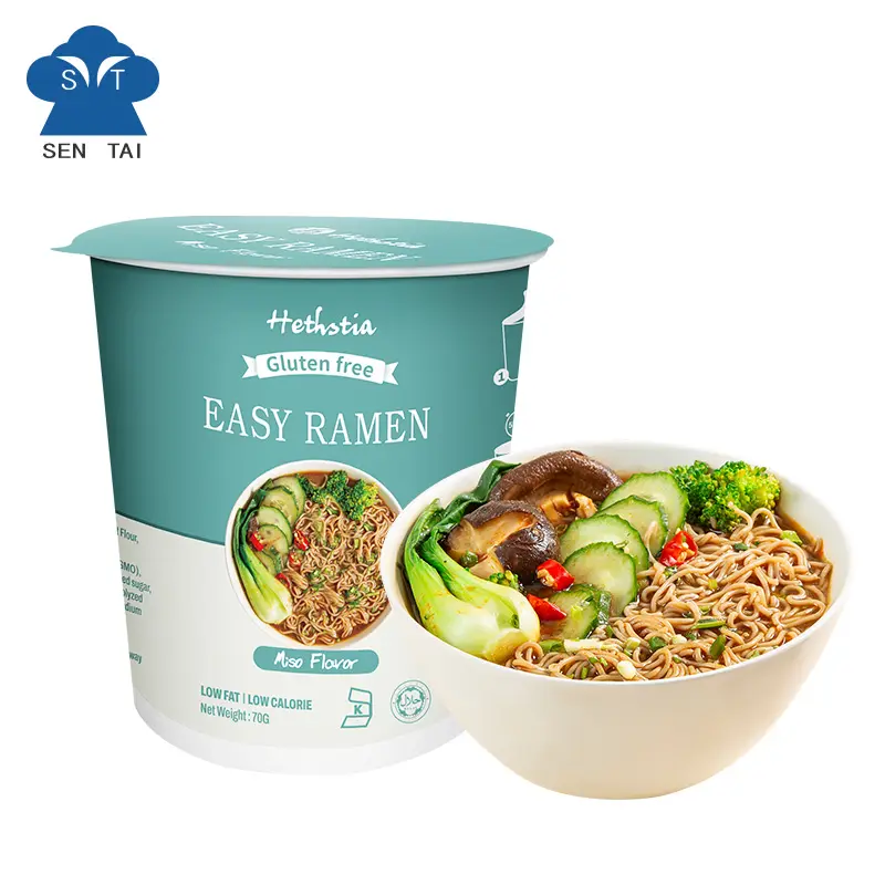 Plant-Based Protein Instant Ramen Noodle Cup Miso Flavor Easy Ramen Microwaveable Ramen Soup Mix