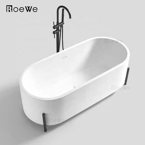 Bañera de hidromasaje de piedra de resina compuesta bañera de mármol de superficie sólida bañera de piedra artificial de 67 pulgadas con patas - Product Image 3