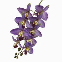 Bunga Artificial Catland Real Touch Cymbidium Vanda Anggrek Cabang Mawar Merah Ungu Biru 9 Kuntum Cattleya Hybrida