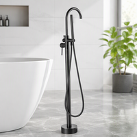 Ensemble douche et baignoire autoportant moderne et minimaliste avec robinet cascade silencieux à noyau en céramique pour un design contemporain