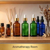 Flacons compte-gouttes en verre vides de 5 ml, 10 ml, 15 ml, 20 ml, vert, bleu, ambre, étanches, rechargeables pour huiles essentielles, cosmétiques
