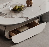 Ensembles de Tables Basses Ovales Modernes Simples – Vente Flash de Meubles de Salon avec Rangement Domestique Compact et Plateau en Pierre Frittée