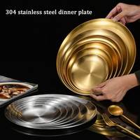 Assiette Coréenne en Acier Inoxydable Doré Style Chapeau de Paille pour Salade, Pâtes, Steak, BBQ et Assaisonnements