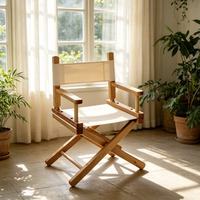 Chaise de Réalisateur pour Enfants en Bois Écologique, Design Minimaliste en Hêtre, Tissu en Toile, Chaise Pliante Légère et Portable