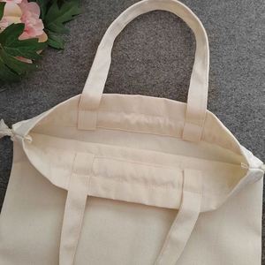 Sac de courses réutilisable personnalisé en coton naturel, anti-poussière, avec cordon de serrage, pour promotion - Product Image 2