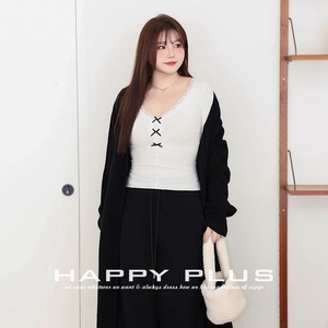 Blusa de Mujer Happy Plus, Cuello en V, con Lazo, Tejida, de Color Sólido, Manga Larga, Talla N9037 - Product Image 3