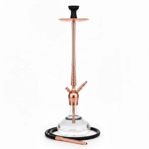 Golden Torch 30 Zoll Kupfer-Aluminium Shisha mit Tonkopf, Silikonschlauch und klarer Glasvase - Product Image 3