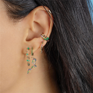 Pendientes de Moda con Circonitas Cúbicas Coloridas en Forma de Arcoíris, Chapados en Oro de 18K, Micro Pavé, para Mujer - Product Image 6