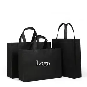 Sacs fourre-tout en tissu non tissé à poignée personnalisée avec logo réutilisables pour l'épicerie et les vêtements