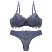 Vente en Gros Usine Ensemble Soutien-Gorge Push-Up Couleur Unie et Culotte en Dentelle Bonnets B – Lingerie Féminine