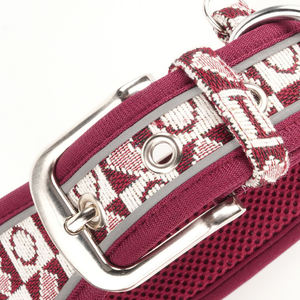 Collar de perro básico de alta calidad con hebilla de alfiler, Collar de cachorro bordado ajustable, Collar de cachorro de tela transpirable de diseñador a la moda - Product Image 3