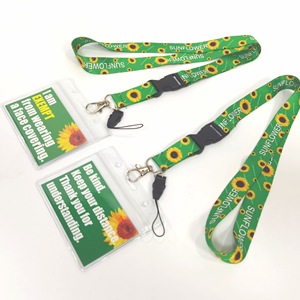 Newly Listed Polyester Sunflower Sublimation Retractable Lanyard Promotional Gifts