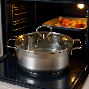 Olla para Asar Manhattan de 2.2 L y 20 cm, de Acero Inoxidable con Tapa de Vidrio para Uso en Horno - Product Image 3