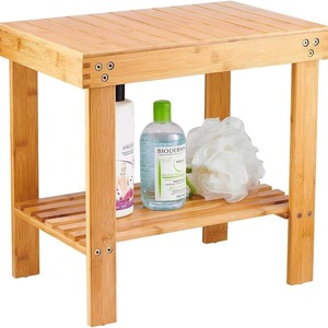 Taburete de baño de bambú Yazhu Jushi de 44x28x40,8 cm con estante de almacenamiento para cambiar zapatos - Product Image 5
