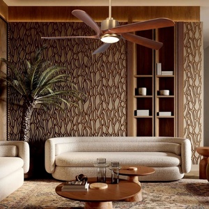 พัดลมเพดาน3/5ไฟ LED ติดเพดาน, ทำจากไม้42/52นิ้วพร้อมมอเตอร์ไฟ LED DC รีโมทคอนโทรล IR รีโมทคอนโทรลและรีโมตสวิทช์ - Product Image 3