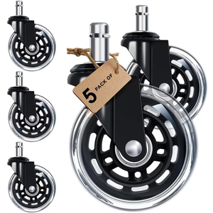 Roues pivotantes universelles transparentes de 3 pouces en PU et métal galvanisé avec tige d'insertion, pour usage extérieur et hospitalier, produit transfrontalier très demandé - Product Image 1