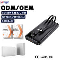 Chargeur de batterie externe portable personnalisé 10000mAh batterie externe d'urgence de type C 20000mAh avec câble de batterie externe pour téléphone