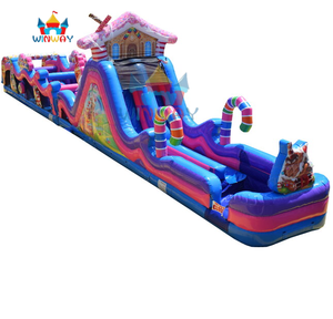 Circuito de Obstáculos Inflable con Tobogán Temático de Candy Land, de Grado Comercial, para Fiestas y Eventos Infantiles - Product Image 1
